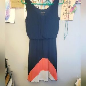 Enfocus Studio - Navy Blue and Coral Sundress. Sz 4.